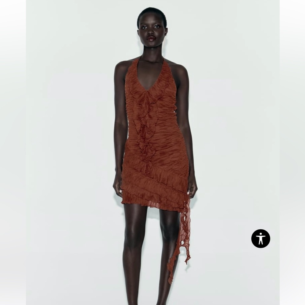Zara Brown Halter Dress